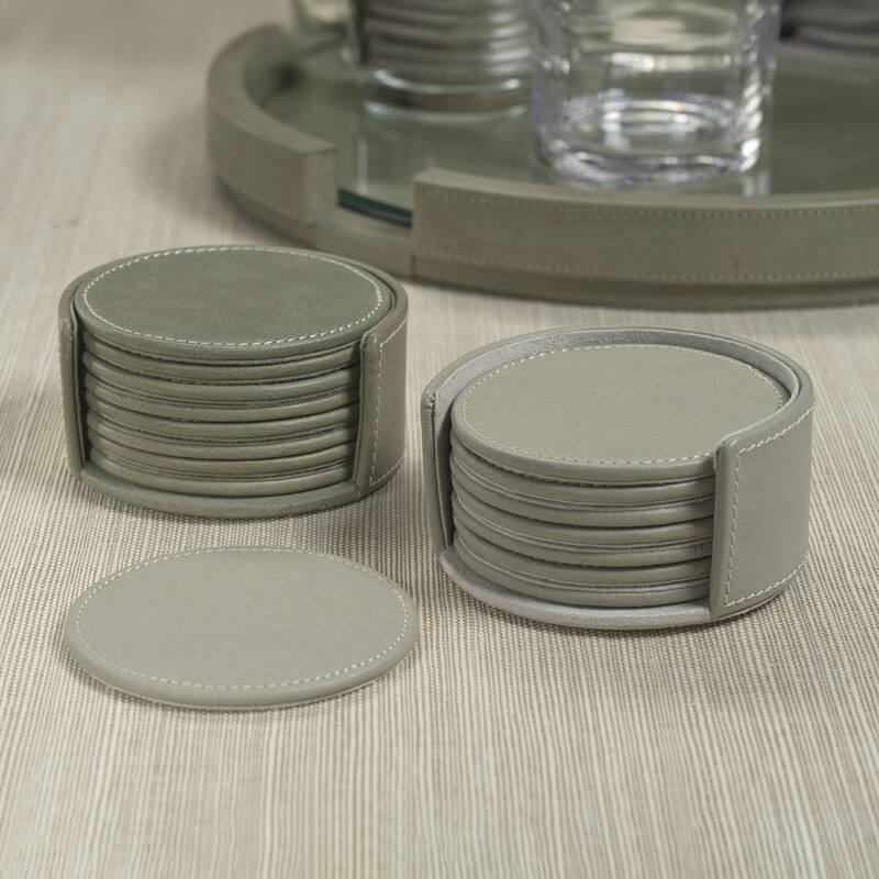 Ruvo 8-Piece Set Leather Coasters