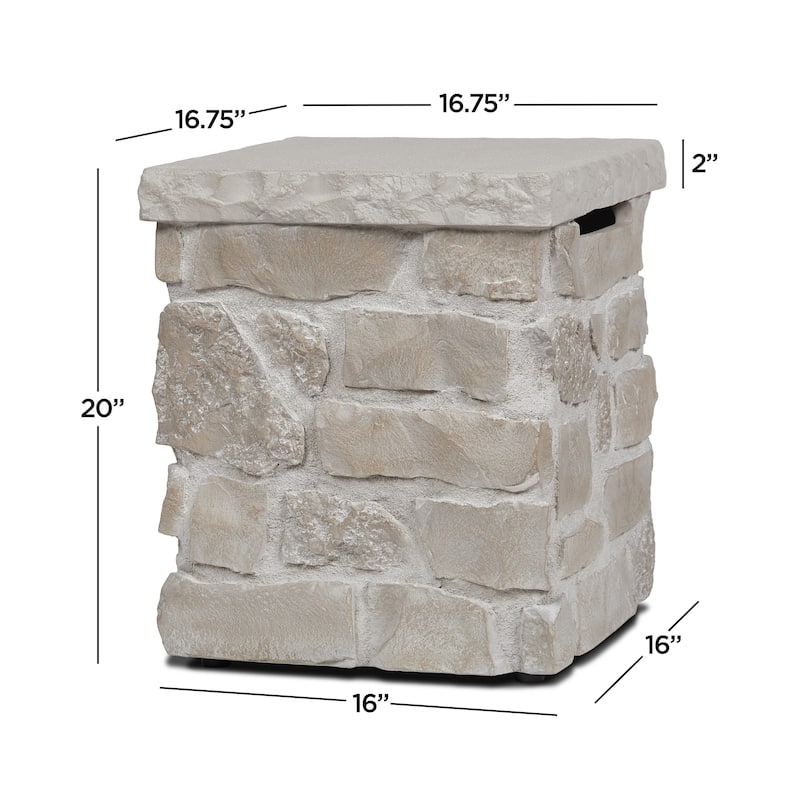 Scottsdale 20"H Square Stone Propane Tank Cover in Beige by Real Flame
