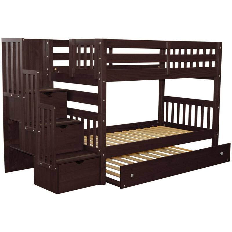 Taylor & Olive Trillium Twin over Twin Stairway Bunk Bed, Twin Trundle