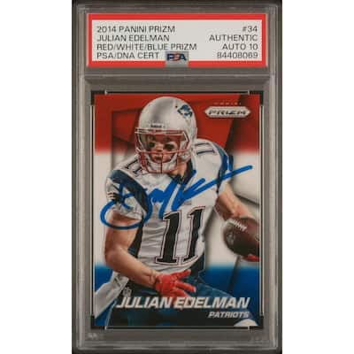 Julian Edelman 2014 Panini Red White Blue Prizm Signed Card #34 Auto PSA 10 8069 - 8'6" x 11'6"