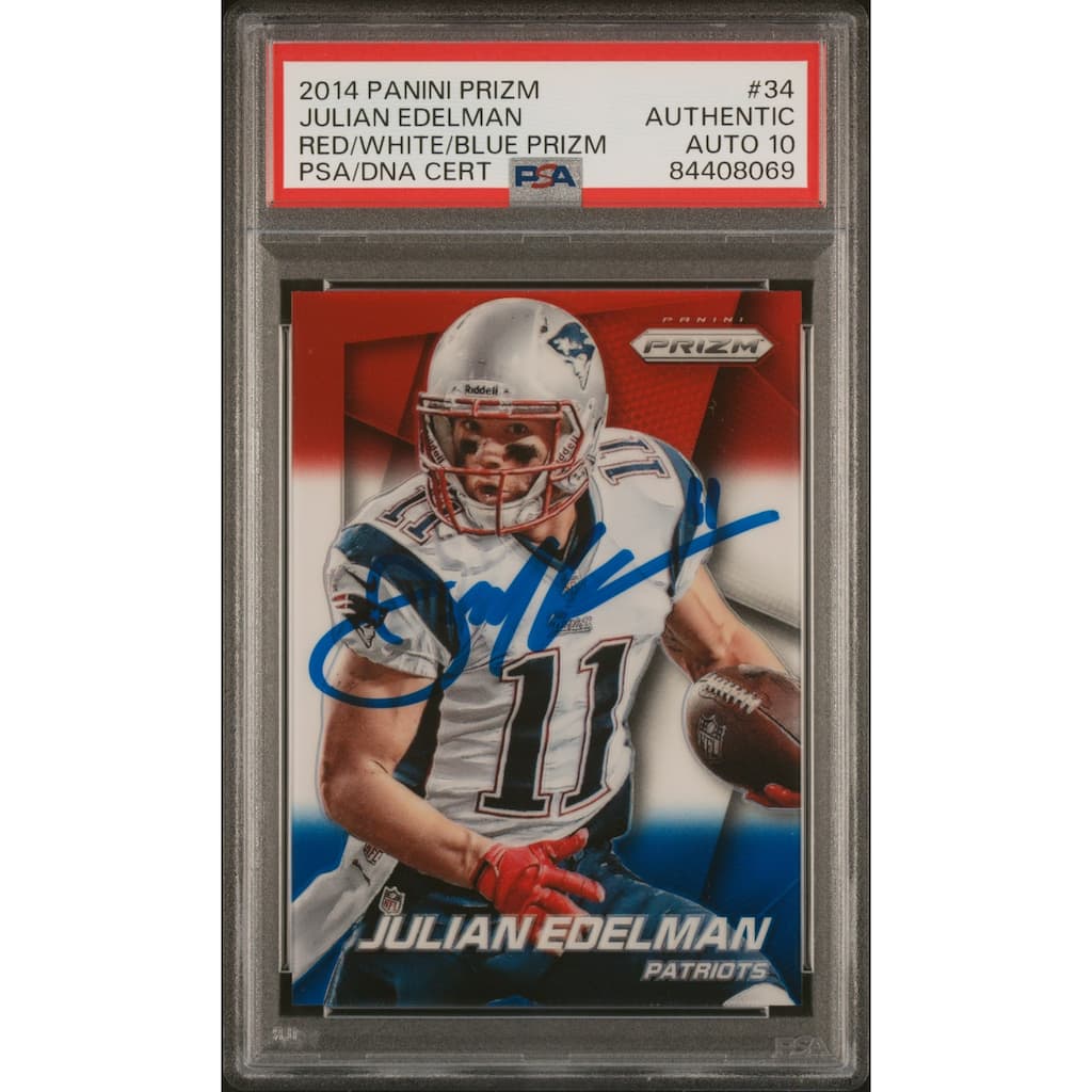 Julian Edelman 2014 Panini Red White Blue Prizm Signed Card #34 Auto PSA 10 8069 - 8'6" x 11'6"