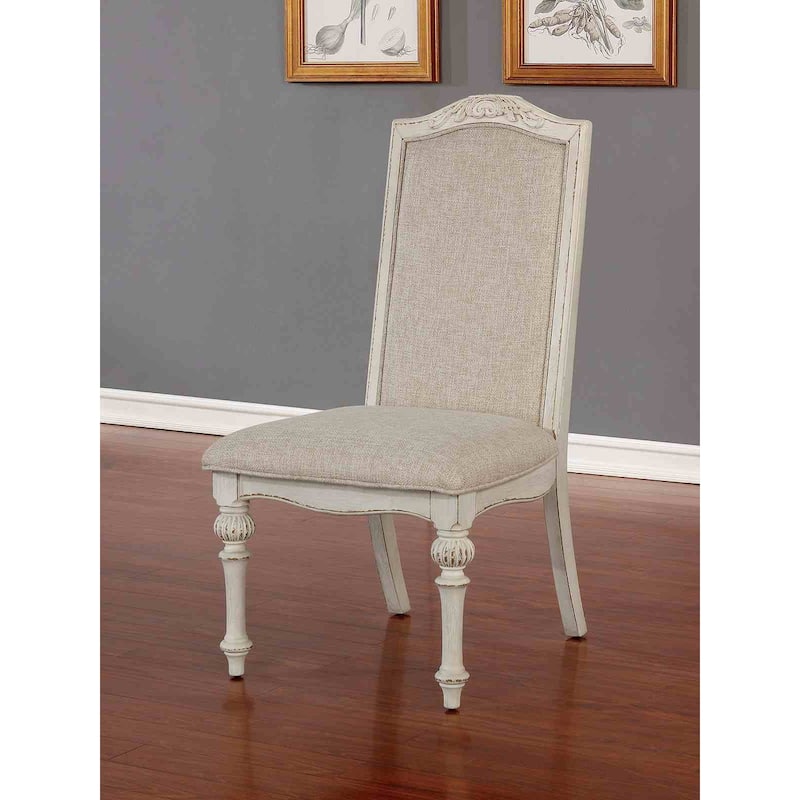 Farmhouse Side Chairs Set Antque White Finish