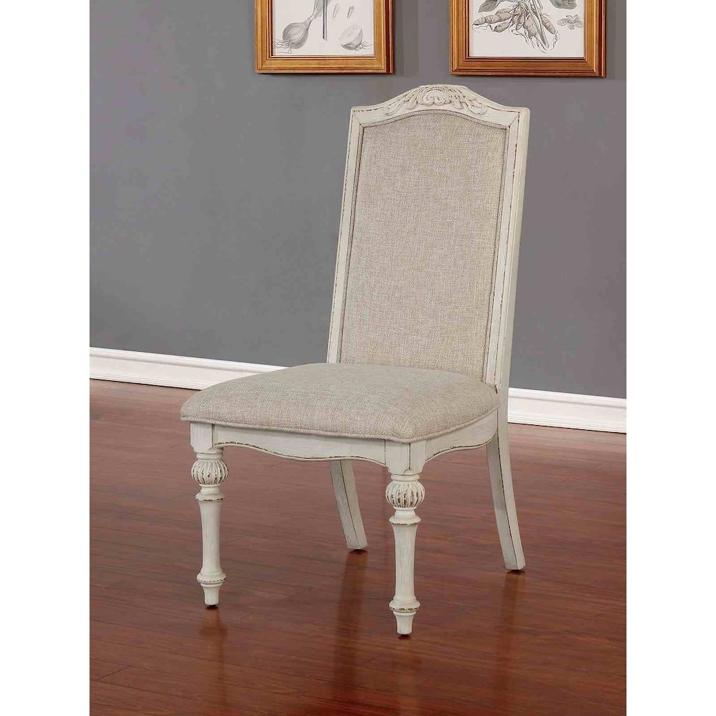 Farmhouse Side Chairs Set Antque White Finish