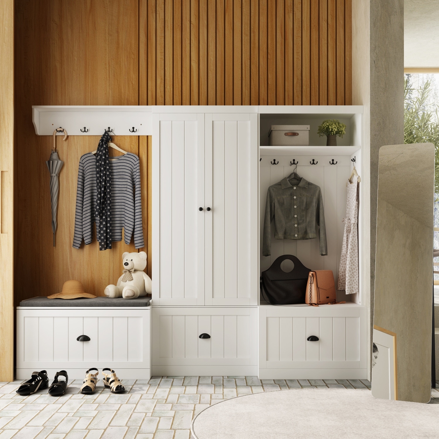 Coat rack and bench hotsell combo