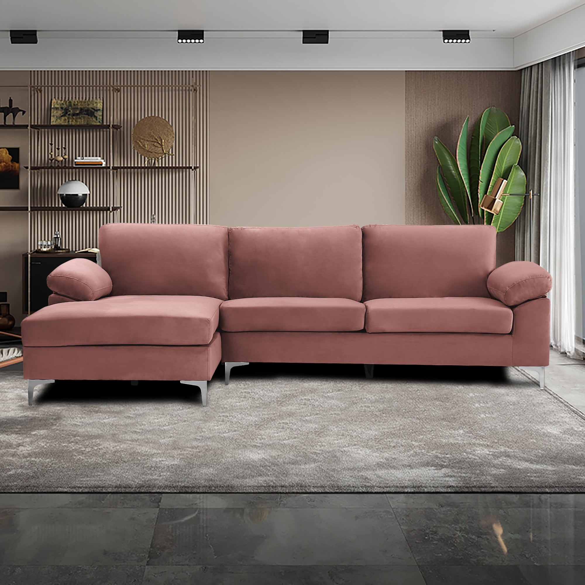 Pink velvet sectional store
