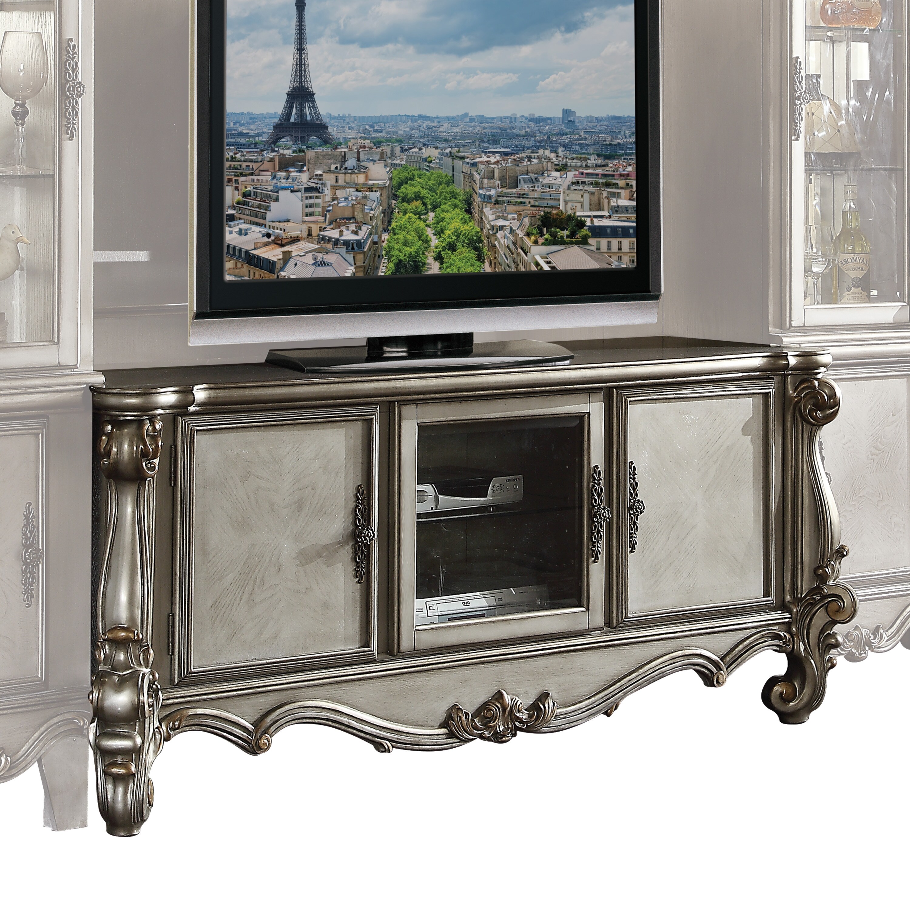 【ACME FUNITURE】GRANDVIEW TV BOARD ACME Versailles TV Console, Antique Platinum (For Flat