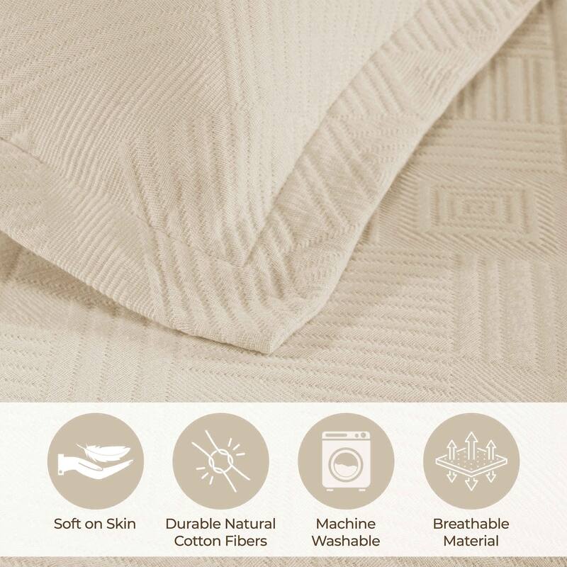 Superior Geometric Fret Cotton Decorative Bedspread Set