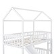 preview thumbnail 20 of 19, Twin Wood Loft Bed House Bed with Slide&Ladder&Guardrail&Roof, Large Underneath Play&Storage Area, Gray