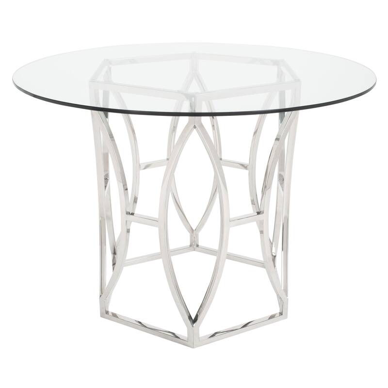 SAFAVIEH Couture Shaw Glass Top Round Dining Table