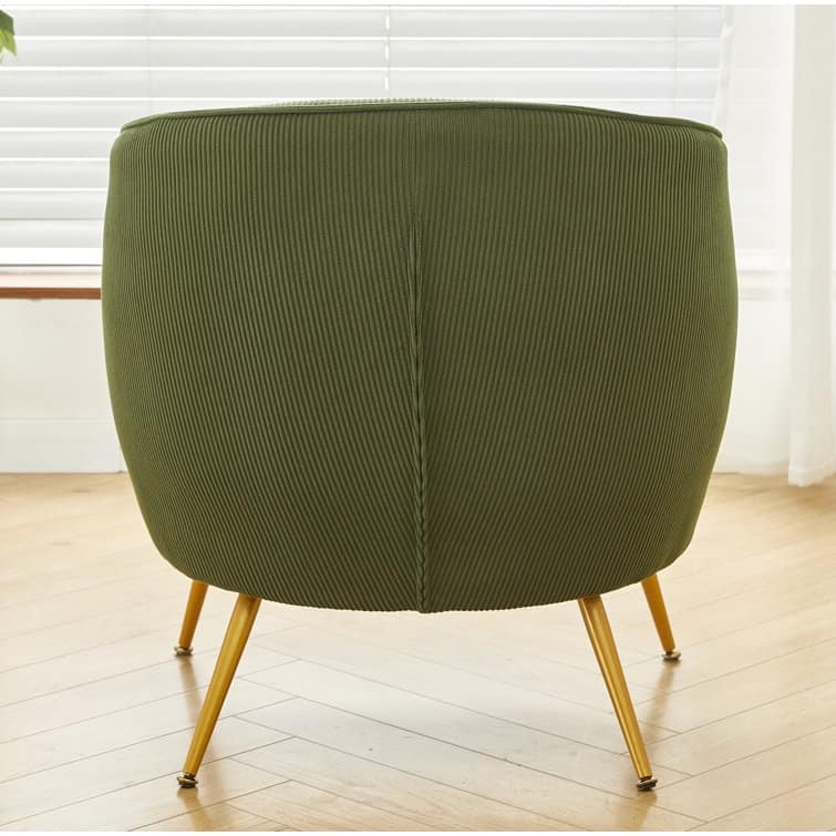 US Pride Furniture Smooth Corduroy Design Luxury Elegance Modern Channel Chair with Corduroy Material with Gold Metal Legs