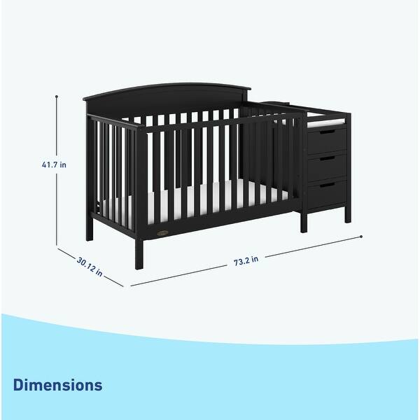 dimension image slide 1 of 4, Graco Benton 4-in-1 Convertible Crib and Changer – GREENGUARD Gold Certified, Crib and Changing Table Combo