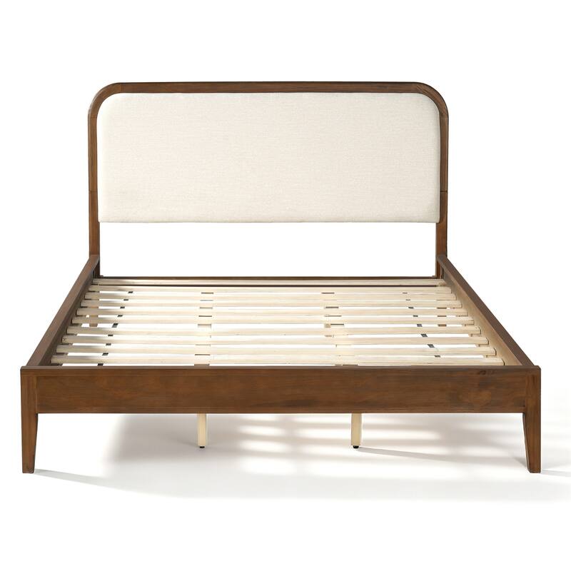 Christopher Knight Home - Oakmere Modern Solid Wood Platform Bed with Upholstered Headboard