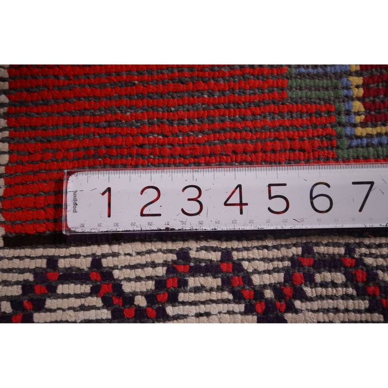 Red Geometric Anatolian Turkish Runner Rug Handmade Silk Carpet - 2'9"x 12'11"