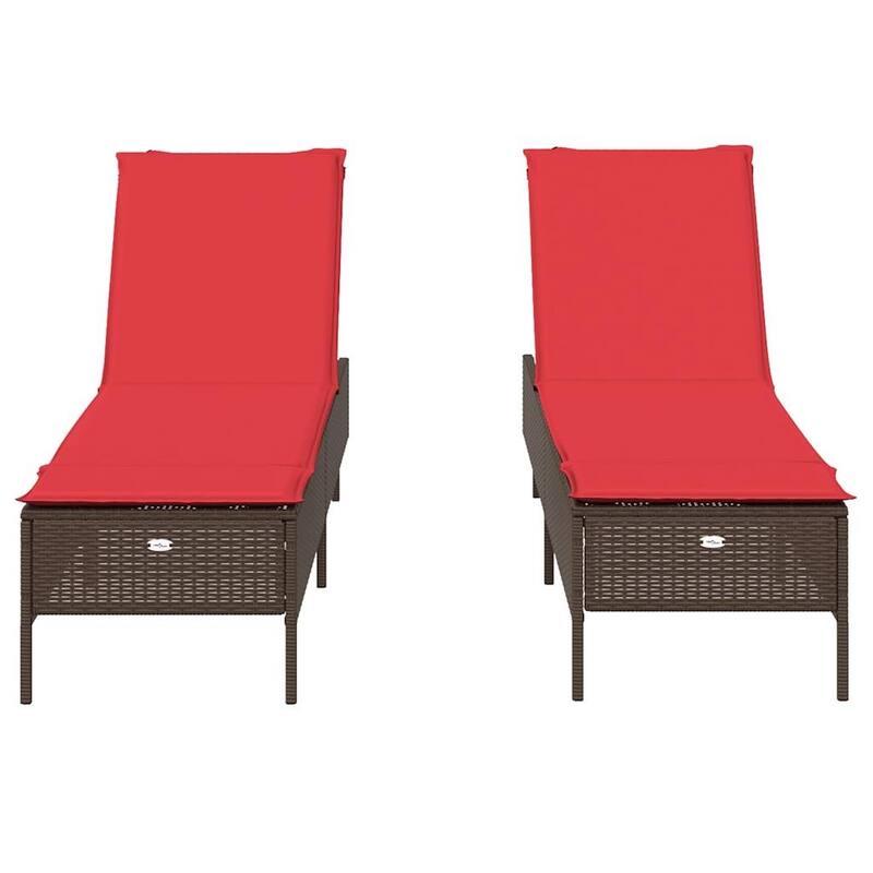 vidaXL Sun Loungers with Cushions Outdoor Chaise Lounge 2 Pcs Poly Rattan