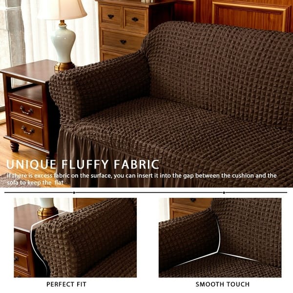 dimension image slide 1 of 4, Subrtex 1 Piece Armchair Slipcover Seersucker Skirt Stretch Spandex Furniture Protector