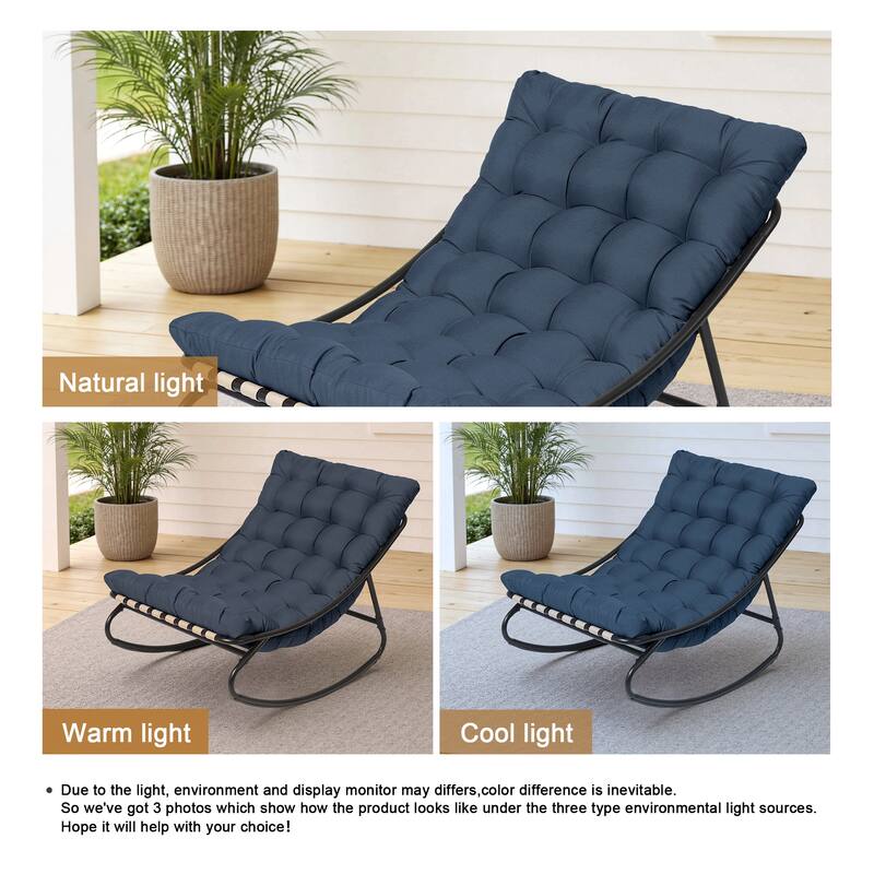 Outdoor Metal Frame Rocking Chair with Water-Resistant Cushions