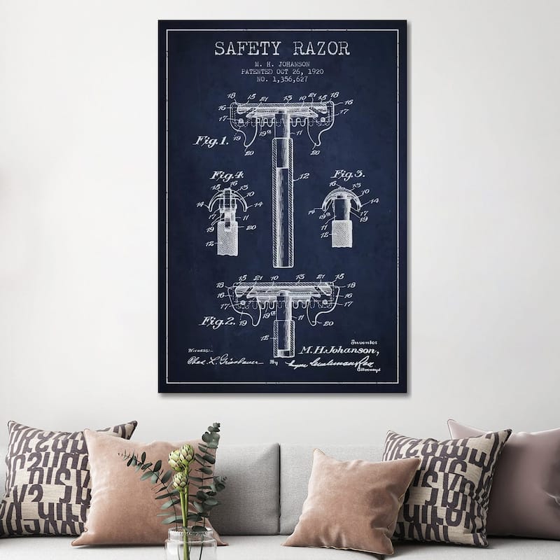iCanvas "Razor Navy Blue Patent Blueprint" by Aged Pixel Canvas Print