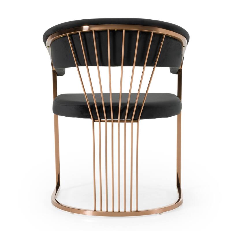 Modrest Linda Modern Black Velvet and Rosegold Dining Chair