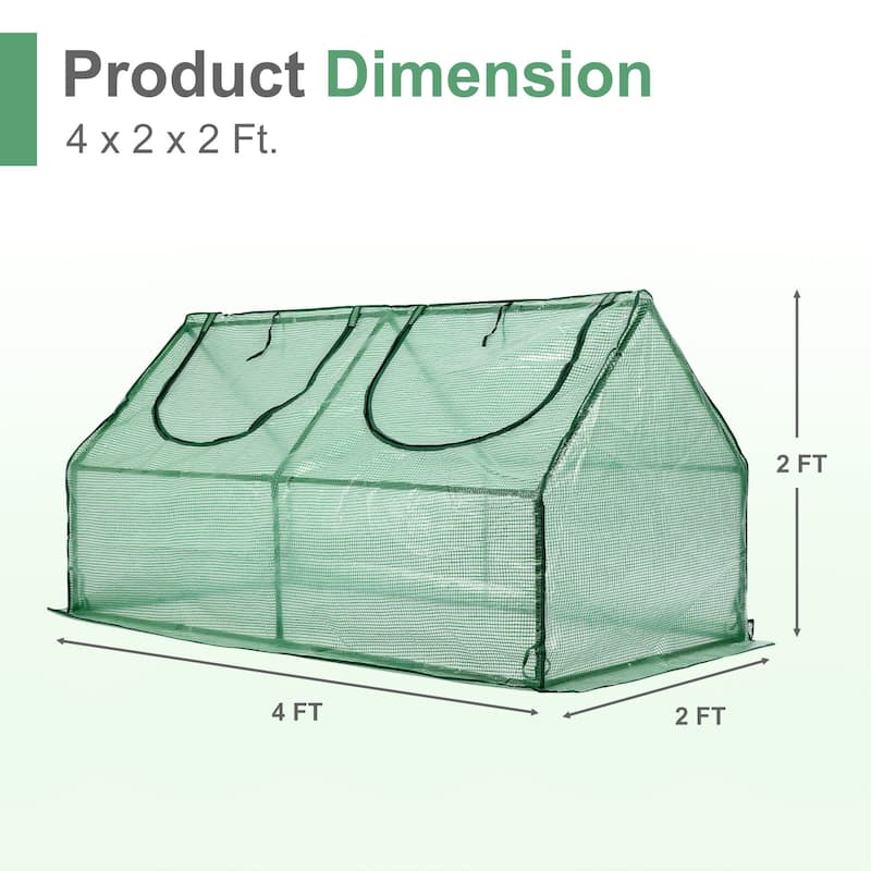 Aoodor 4 ft. x 2 ft. x 2 ft. Mini Greenhouse 2 Zipper Doors