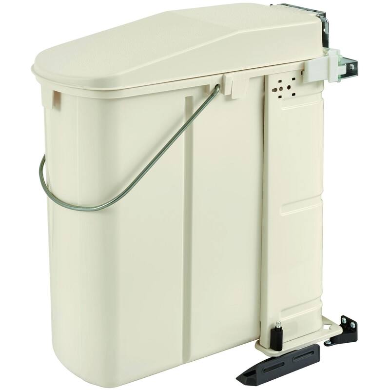 Rev-A-Shelf 8-700 Series Bottom Mount Under Sink Pivot Out Trash Can - White