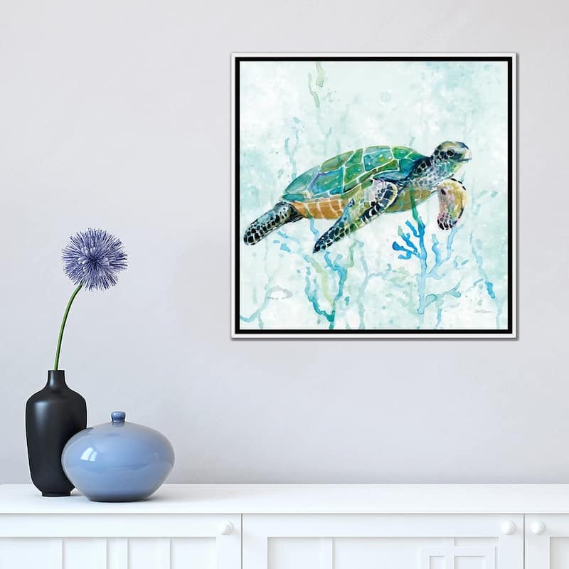 iCanvas "Sea Turtle Swim I" by Carol Robinson Framed Canvas Print