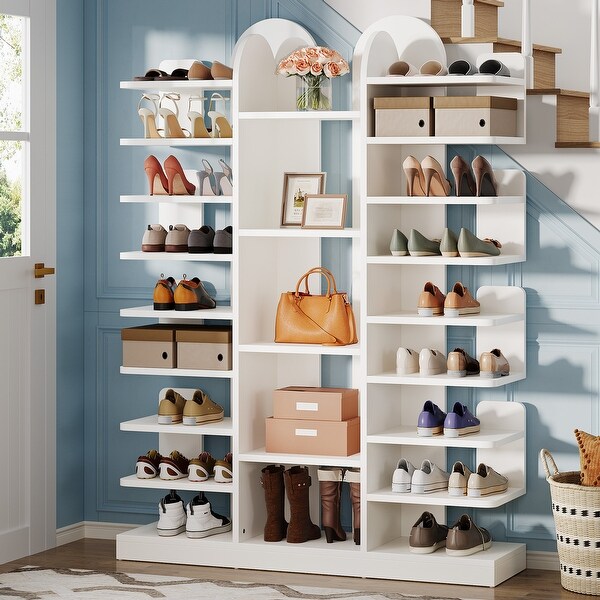 13-tier Modern Tall Entryway Shoe Storage Cabinet with Open