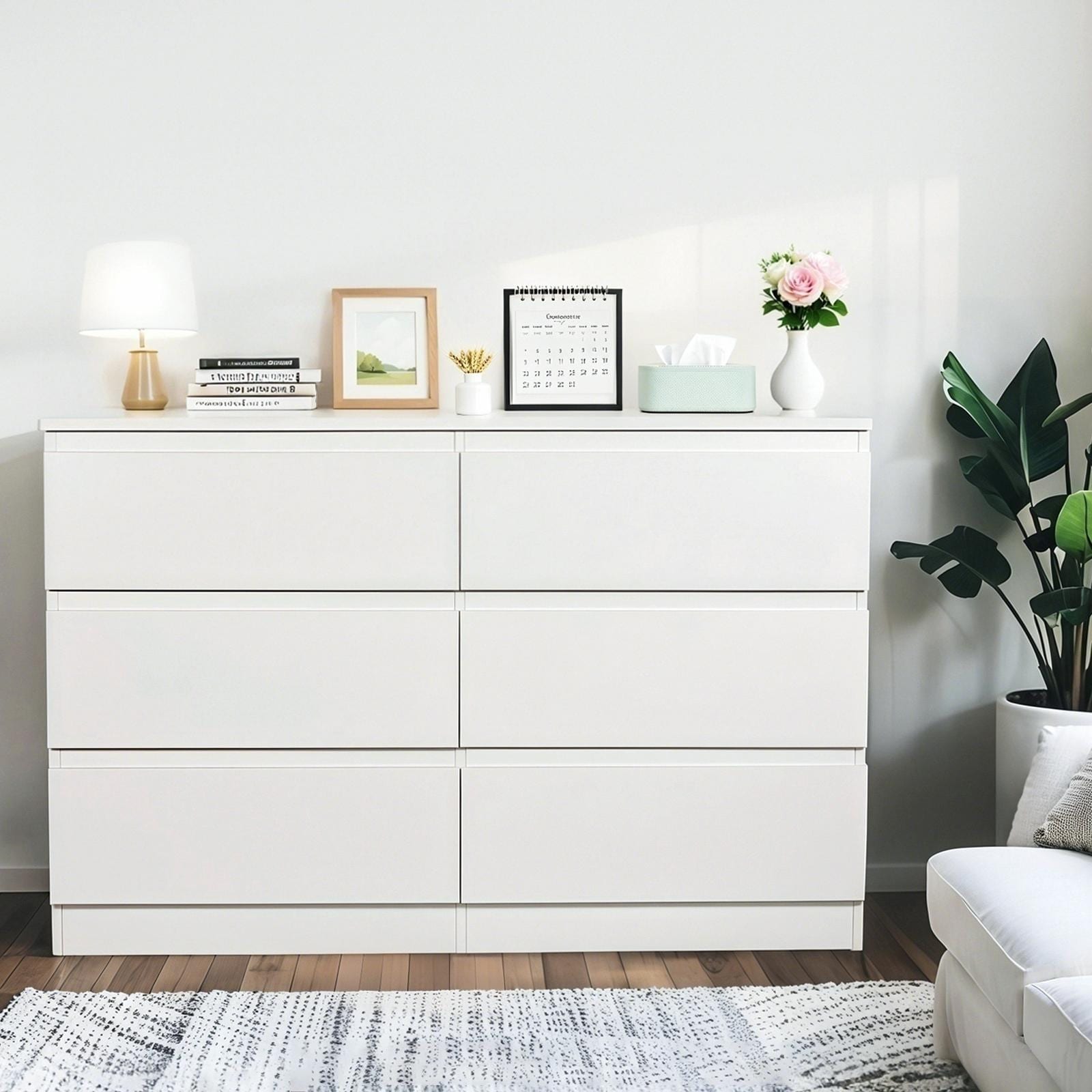 6 Drawer Black Dresser, Modern Bedroom Dresser with Spacious Countertop