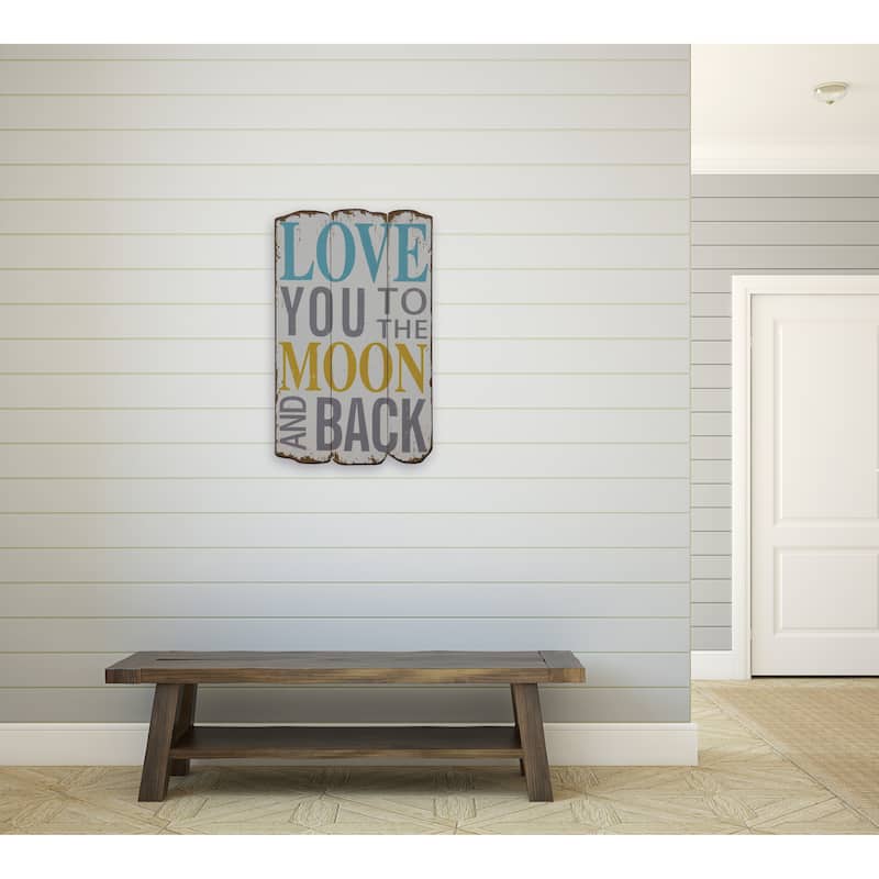 Love You to the Moon and Back Distressed Wood Wall Plaque