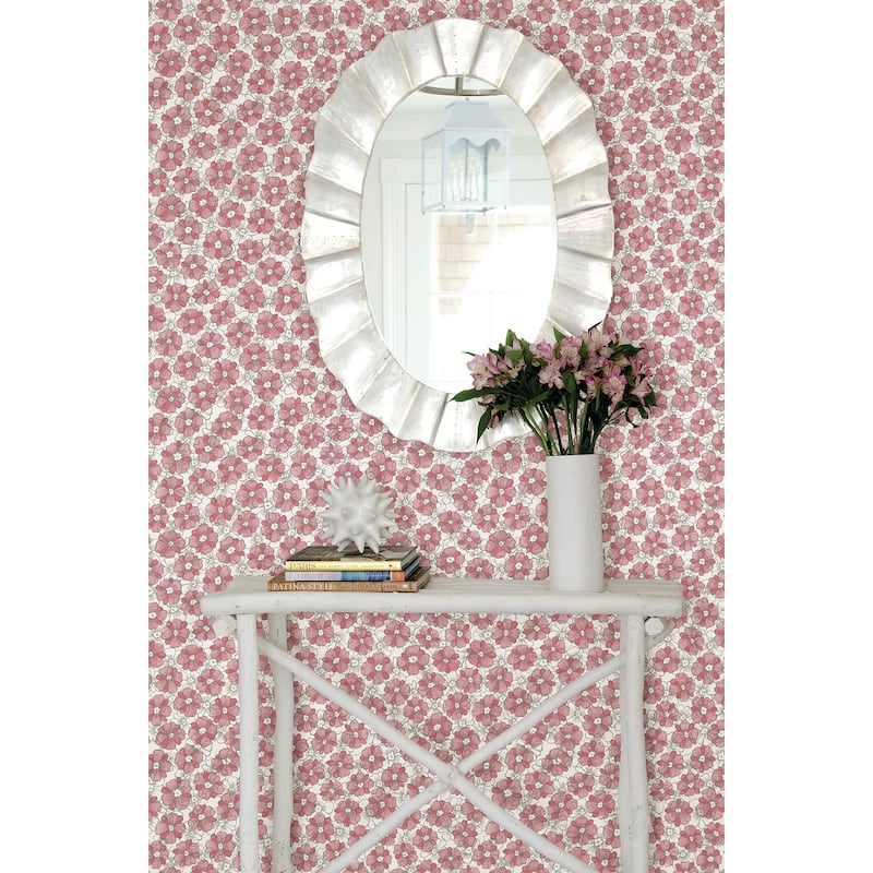 A-Street Prints Allison Pink Floral Wallpaper
