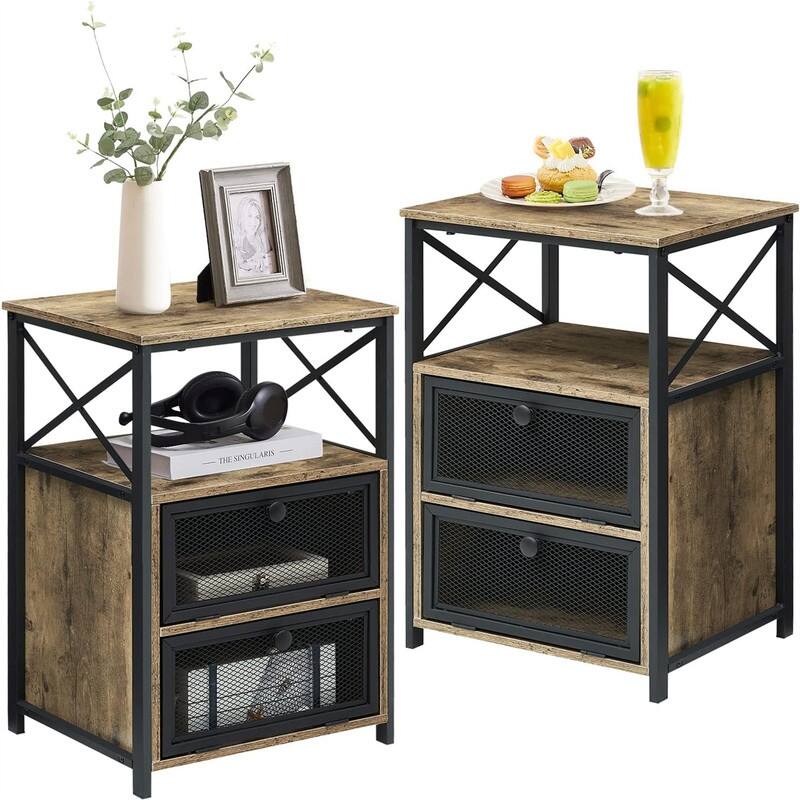 odern Night Stand with Storage Space - Grey