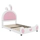 preview thumbnail 19 of 22, Twin Size Upholstered Bed Frame with Rabbit-Shaped Headboard, Cute Cartoon Faux Leather Platform Bed w/ Bed End Storage Pocket
