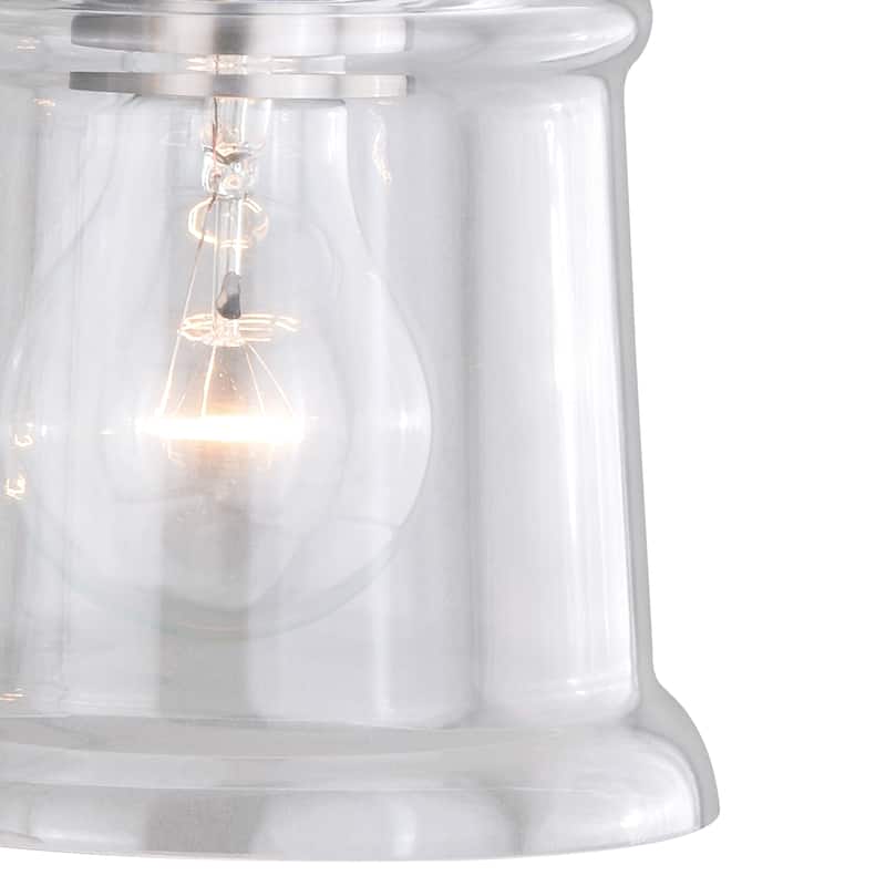 Toledo 3 Light Satin Nickel Industrial Jar Bathroom Vanity Fixture - 22-in W x 8.25-in H x 8-in D