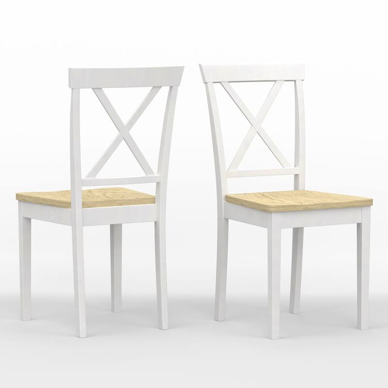 3-Piece Dining Set, 48" Rectangle Wood Table and X-Back Chairs