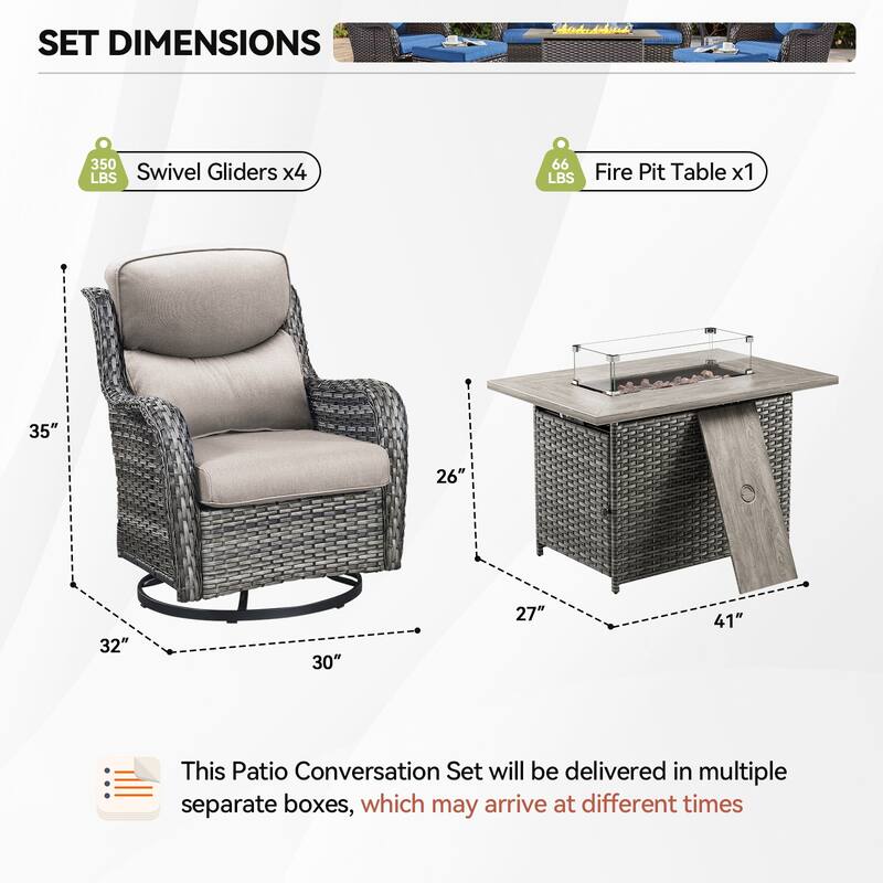 Pocassy Outdoor Swivel Chairs Patio Furniture Set