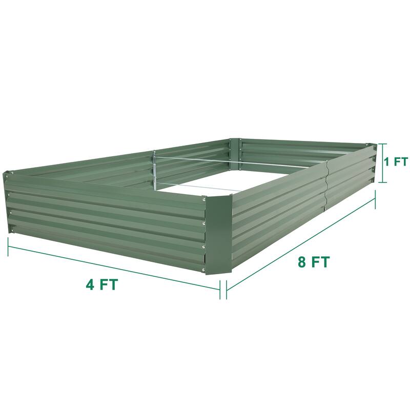 Aoodor 8x4x1ft Metal Raised Garden Bed - 8' x 4' x1'