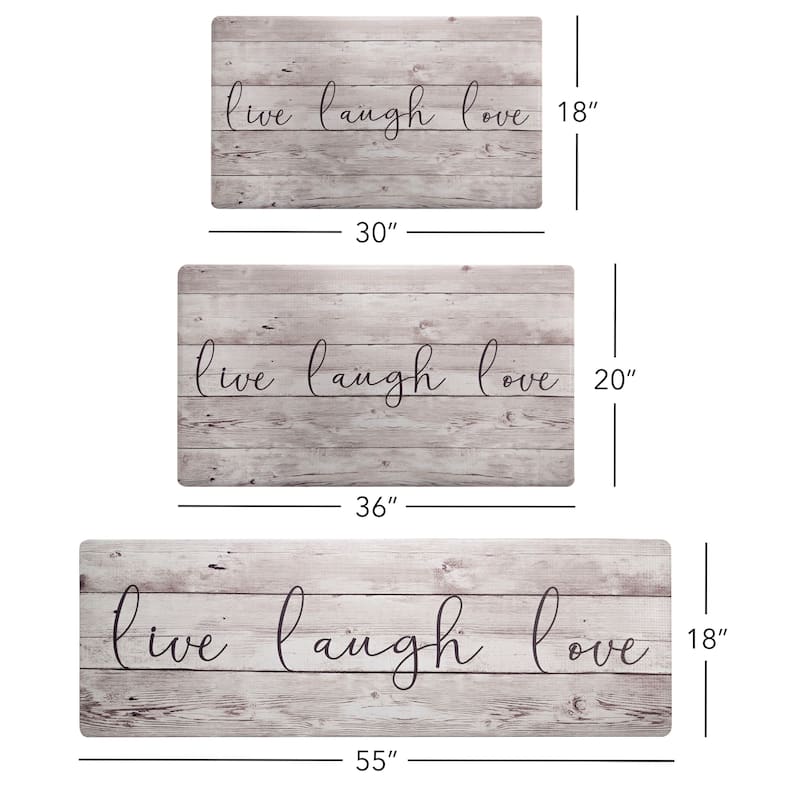 SoHome Cozy Living Live Laugh Love Anti-Fatigue Kitchen Mat, Beige/Brown