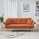 preview thumbnail 6 of 8, Convertible Sofa Couch Orange Sleeper Sofa with Adjustable Backrest, Velvet Folding Sofa Bed with Wood Frame