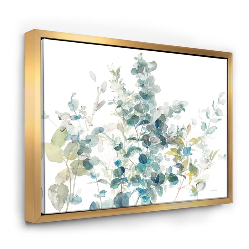 Designart "Eucalyptus Natural Element" Farmhouse Framed Canvas - Blue