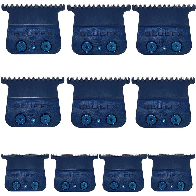10x BaByliss Pro Blue DLC/Titanium Standard-Tooth Trimmer Blade #FX707BL - Blue