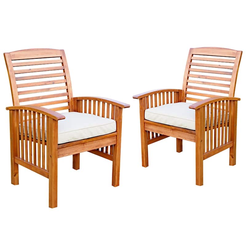 Walker Edison Surfside Acacia Wood Outdoor Chairs (Set of 2)