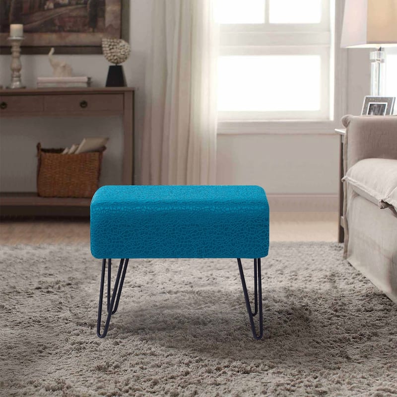 Serenta Jacquard Retro Ottoman - 19" x 13" x 17"H - Angola - Ocean depths