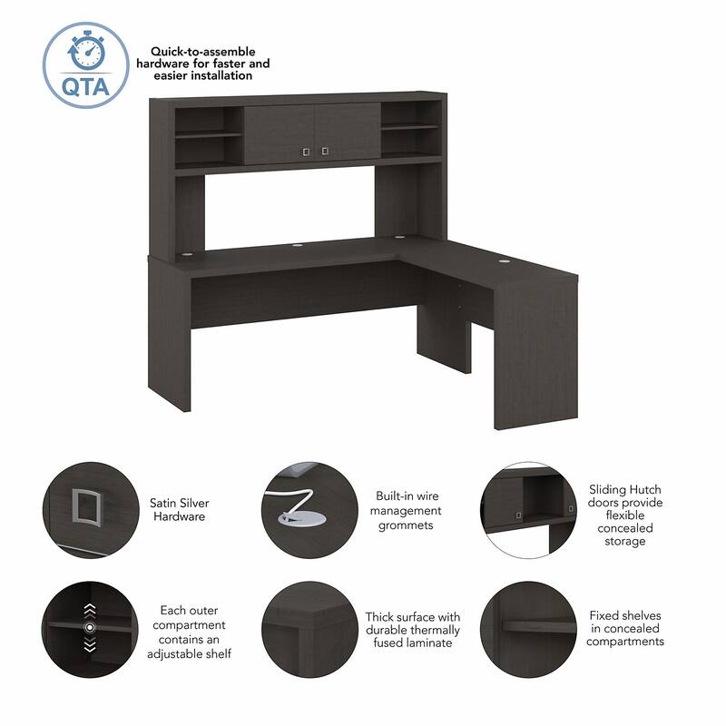 Echo 72W L Shaped Computer Desk with Hutch by Bush Business Furniture