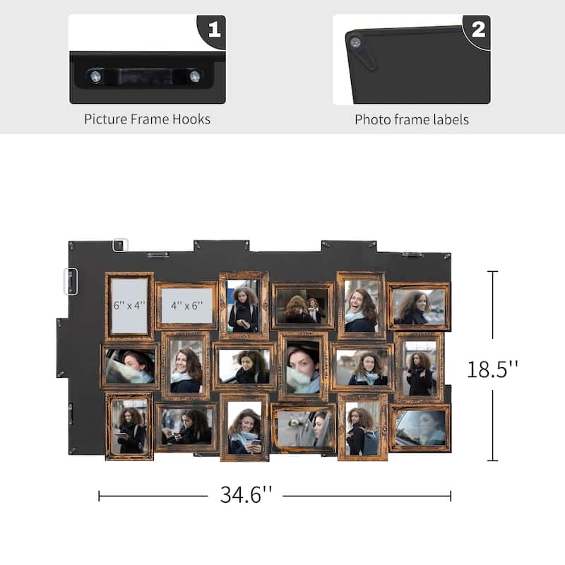 HELLO LAURA 18 Opening 4x6 Large Collage Picture Frame for Wall Decor