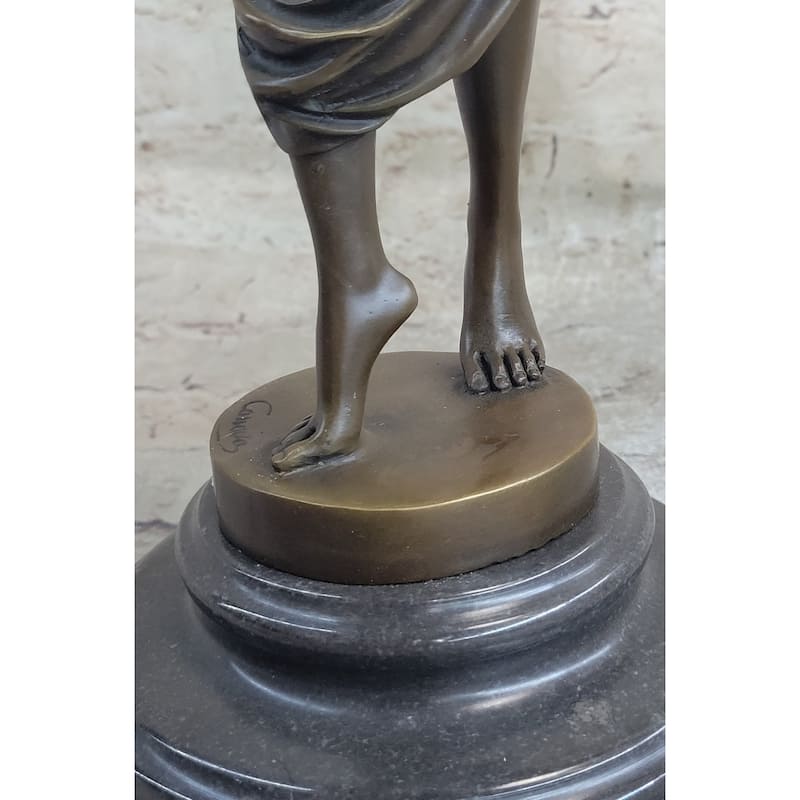Bronze Sculpture Figure Of Woman With Hands On Her Hips 14.5 Inches X 6 Inches