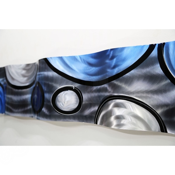Statements2000 Blue / Silver / Charcoal Abstract Metal Wall Art Accent Wave by Jon Allen - Rains of Blue Wave