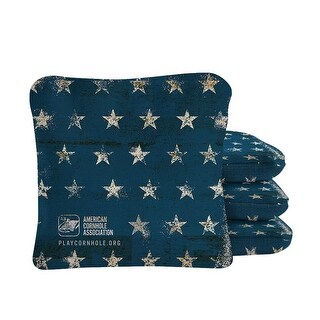 Vintage American Flag Blue Dual Sided Cornhole Bags