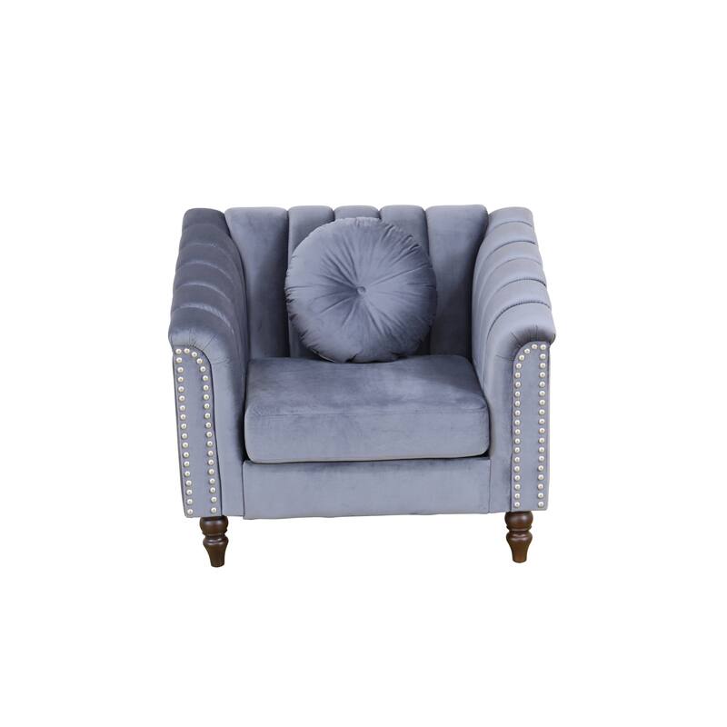 Premium Waterproof Flannel 3-Piece Living Room Sofa Set – Chair, Loveseat & Sofa - Grey-C