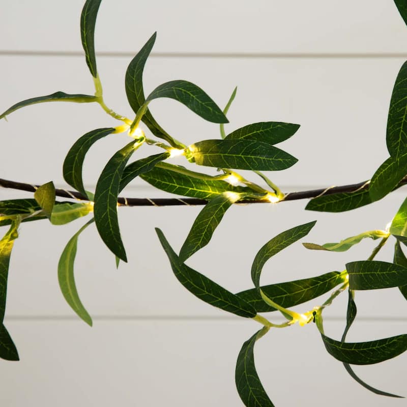 Pre-Lit Olive Artificial Christmas Garland - 6.5' x 10" - Warm White Lights