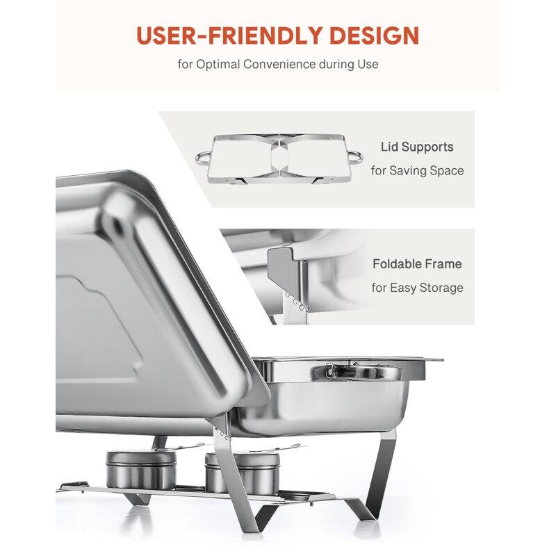 8QT 3-Pan Stainless Steel Rectangle Chafing Dish - 2 Piece