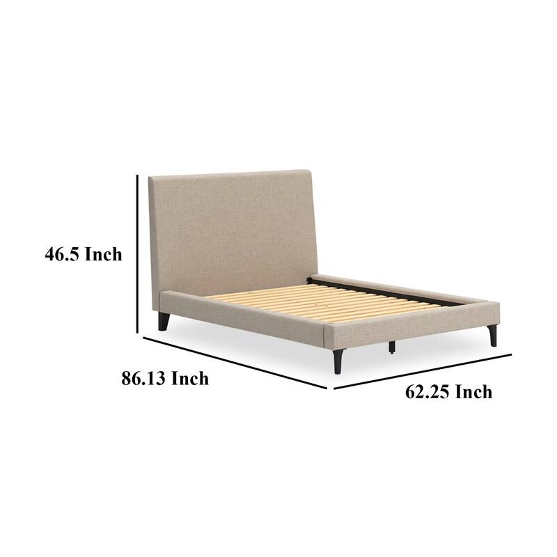 Ciel Low Profile Full Size Bed, Polyester Upholstered Headboard, Gray